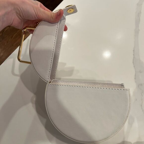 Rachel Comey Rider Circle Bag Ivory White Leather Round Brass Top Handle Rare - Picture 10 of 15